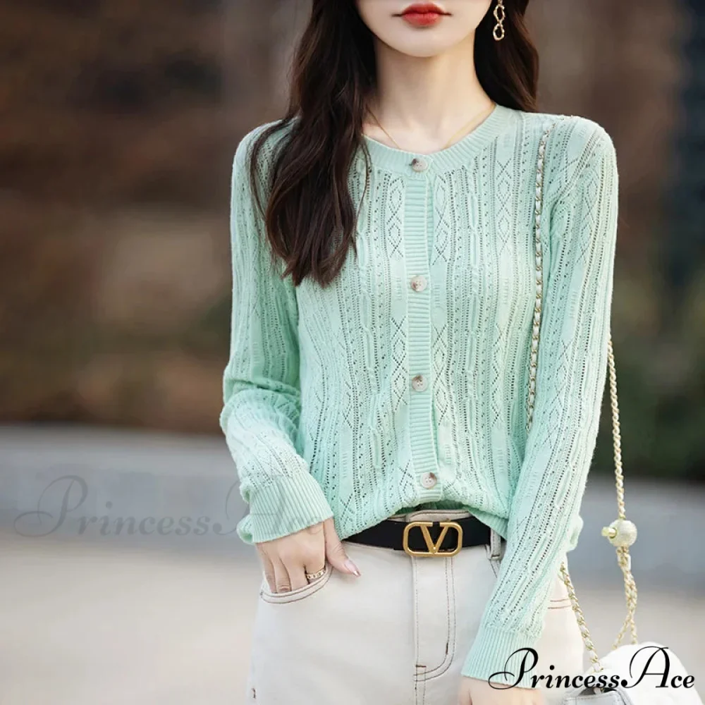 100% Cotton Sleek O-Neck Knitted Cardigan - Image 2