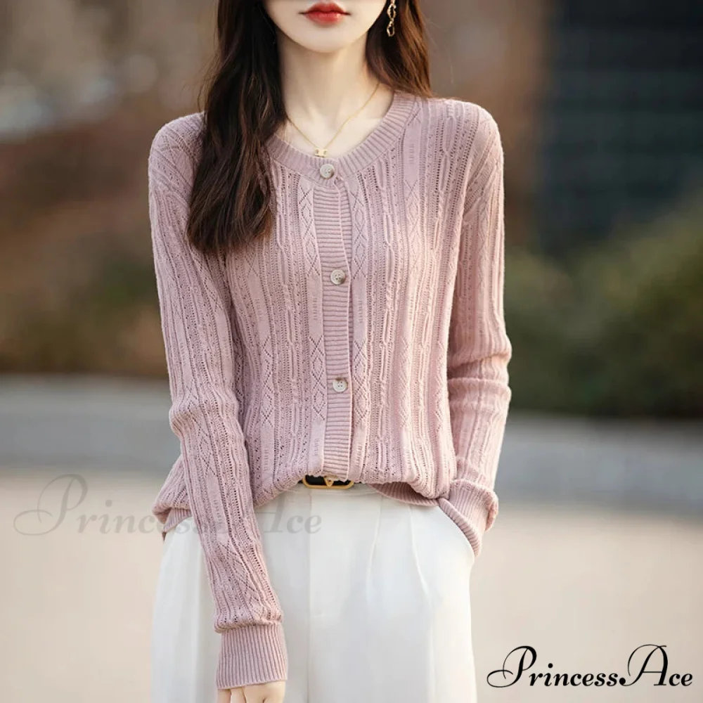 100% Cotton Sleek O-Neck Knitted Cardigan - Image 3