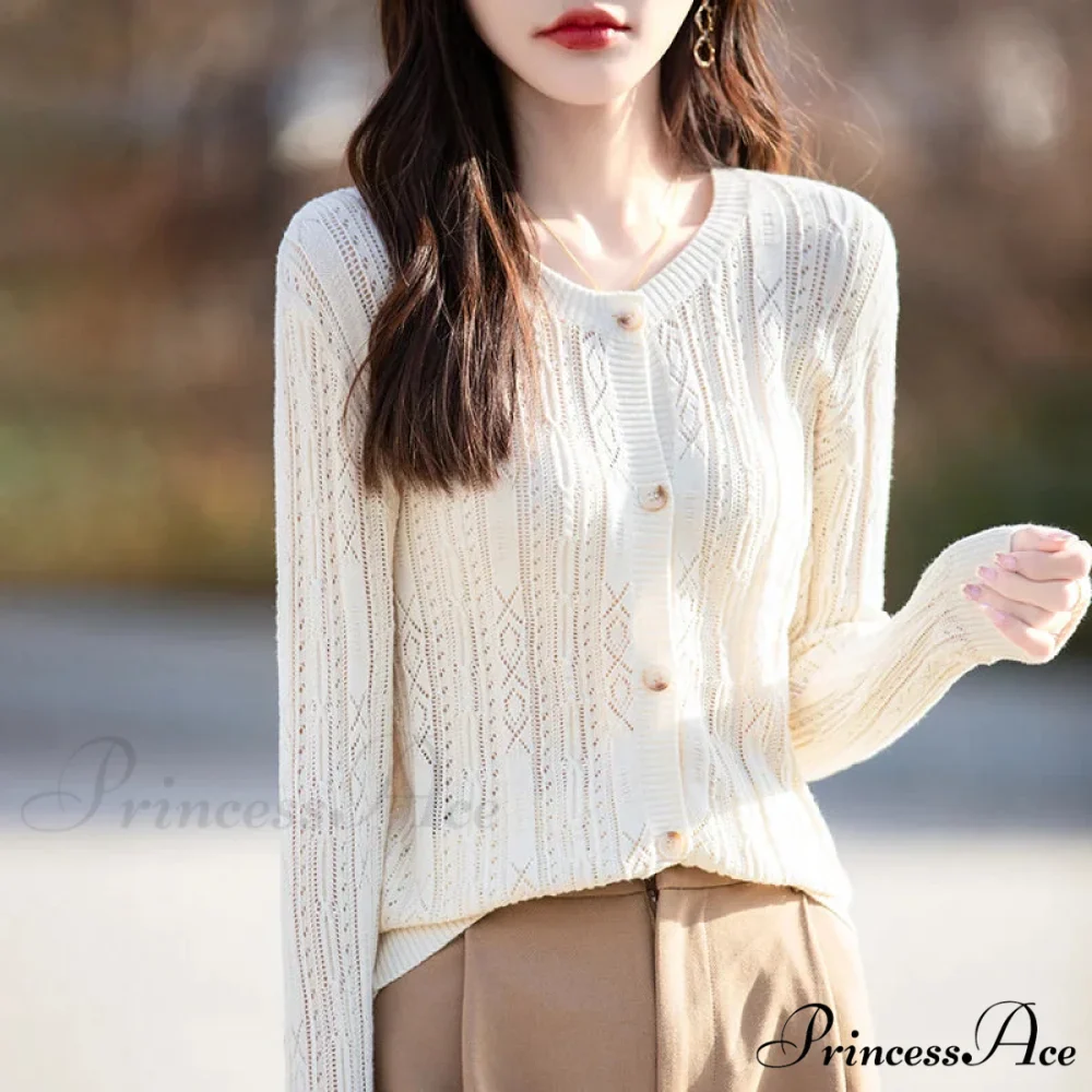 100% Cotton Sleek O-Neck Knitted Cardigan - Image 4