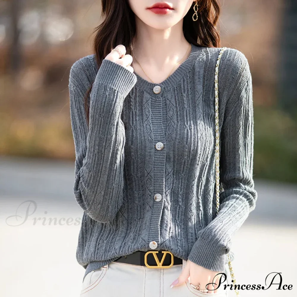 100% Cotton Sleek O-Neck Knitted Cardigan - Image 5