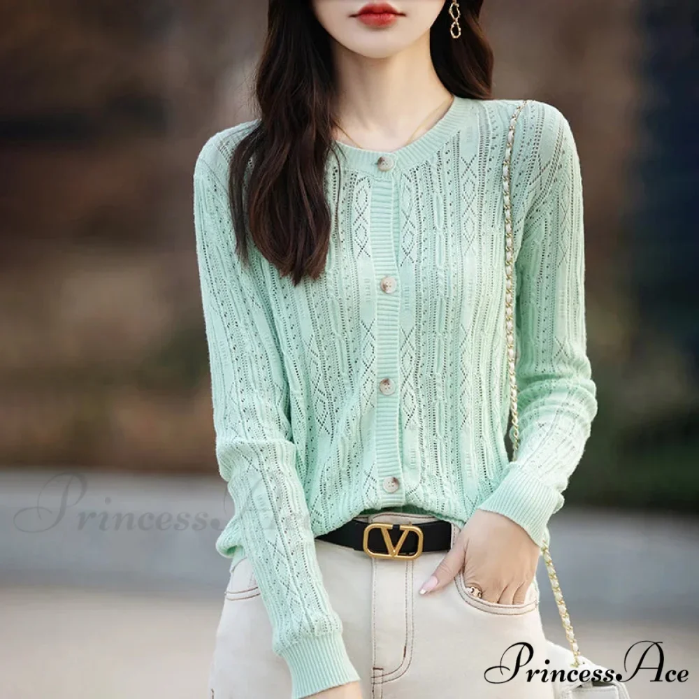 100% Cotton Sleek O-Neck Knitted Cardigan - Image 6