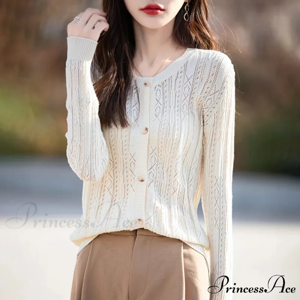100% Cotton Sleek O-Neck Knitted Cardigan - Image 7