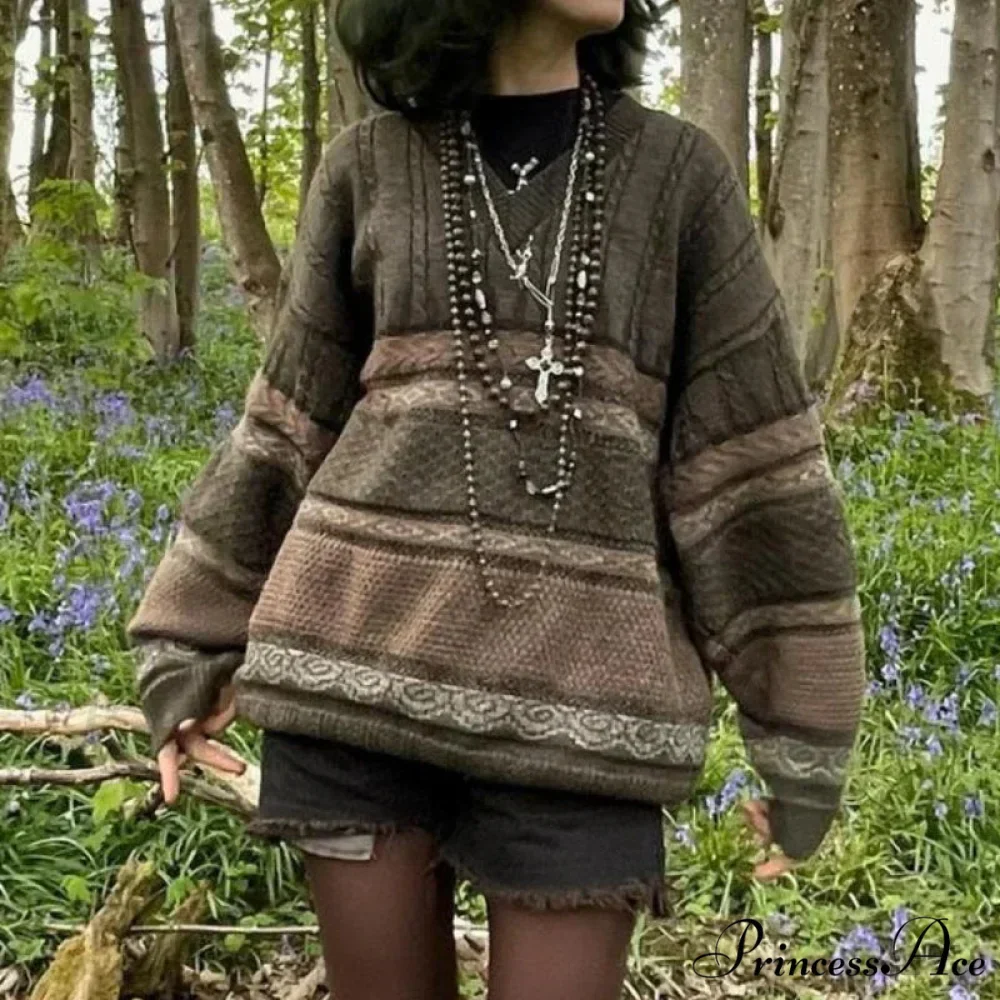 2000s Retro Striped Y2K Preppy Fashion Jumper - Image 3