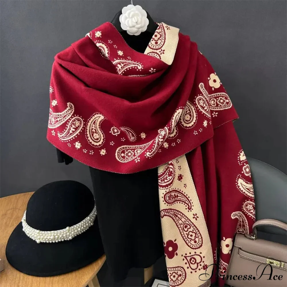 2024 New Year's Crimson Cashmere Scarf - Image 9