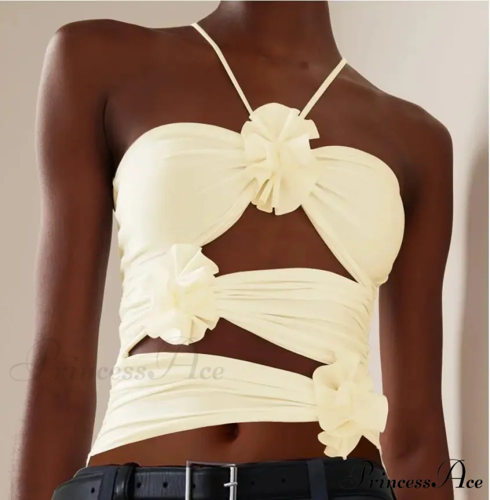 3D Blooming Strap Halter Bodycon Crop Top - Image 6