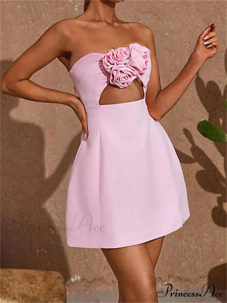 3D Blossom Cutout Mini Dress - Image 3