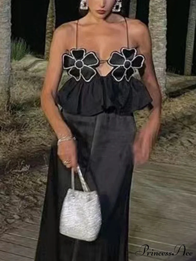 3D Blossom Spaghetti Strap Open-Back Crop Top - Image 4