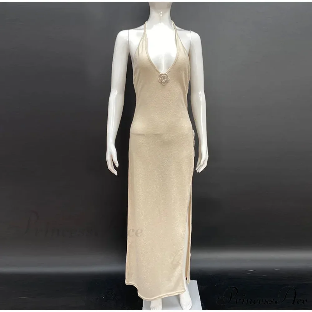 3D Blossom V-neck Open-Back Lace-Up Maxi Floral Gown - Image 8