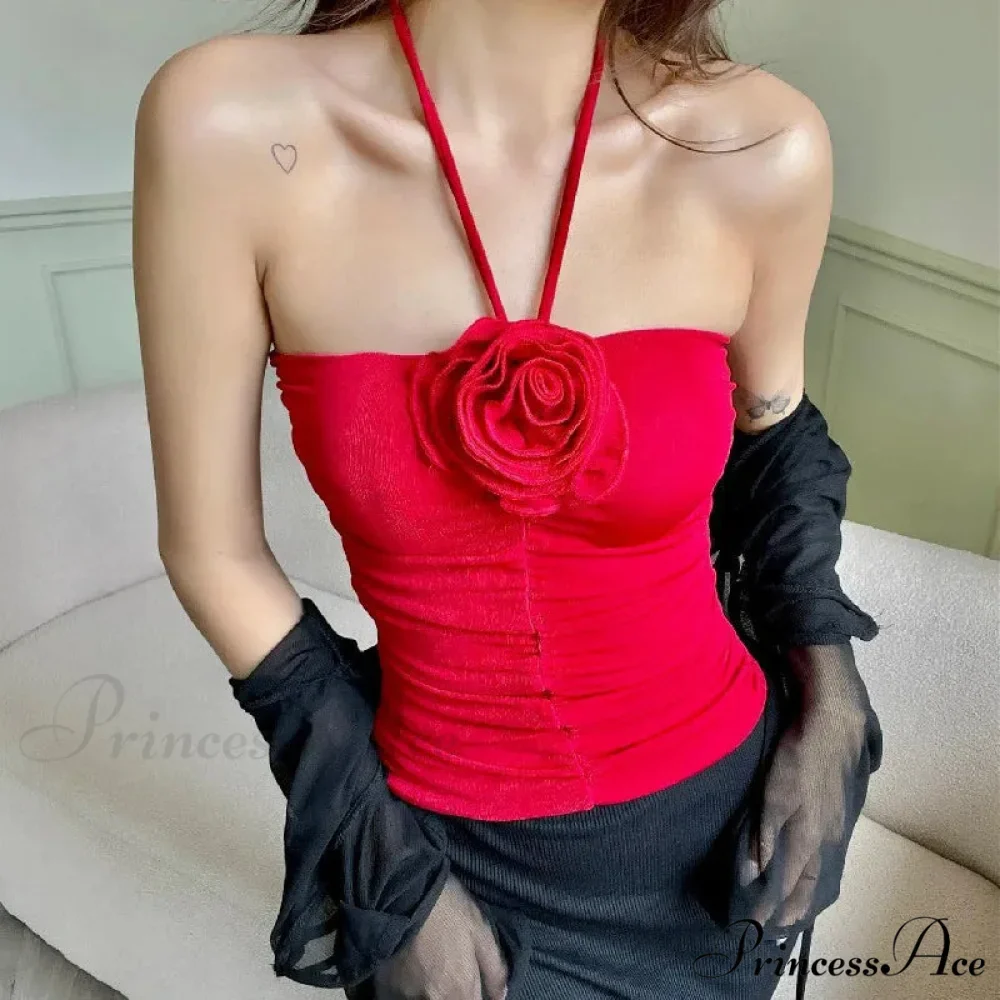 3D Flower Halter Crop Top - Image 2