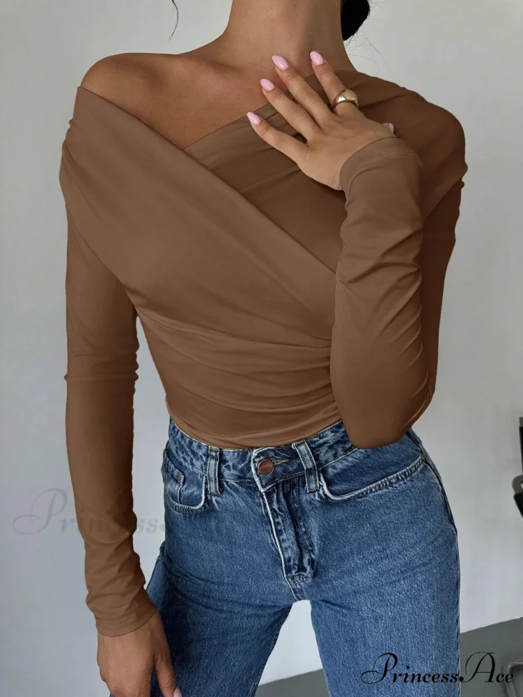 A-line Shoulder Long Sleeve Slim Knitted Top Women - Image 9