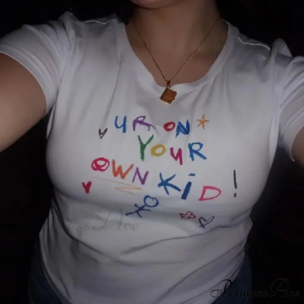 Adorable Letter Print Crop Top T-shirt - Image 3