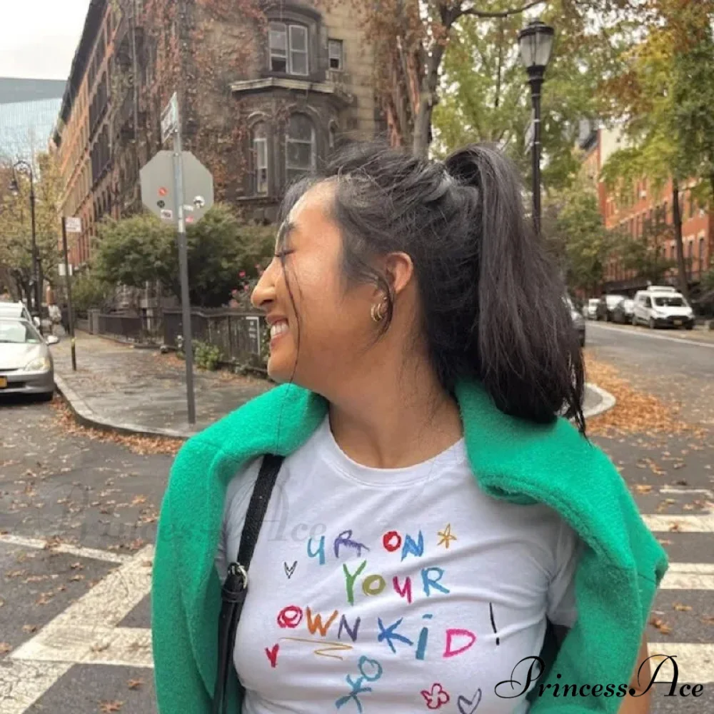 Adorable Letter Print Crop Top T-shirt - Image 5