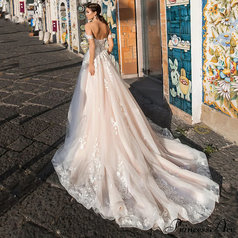 Airy Lace Extended Train Wedding Gown - Image 3