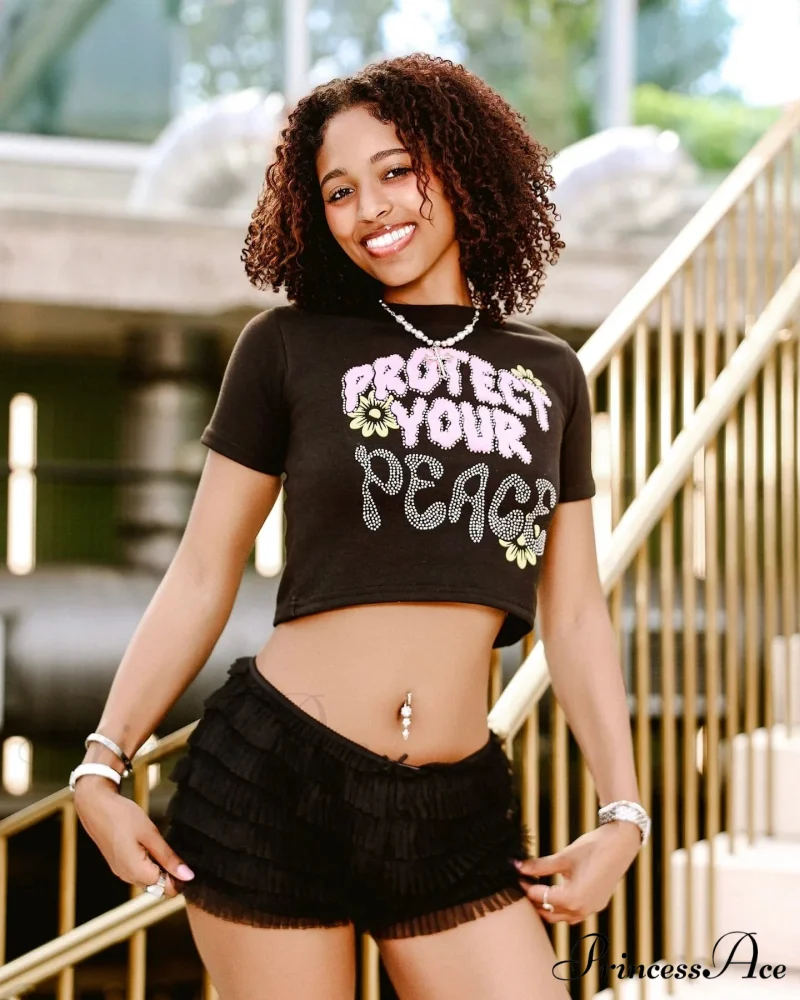 American Display Waist Letter Graphic T-shirt - Image 4