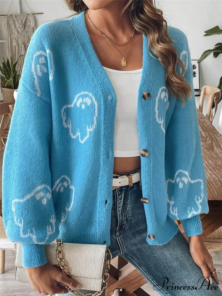Animated Jacquard Halloween Button-up Cardigan - Image 4
