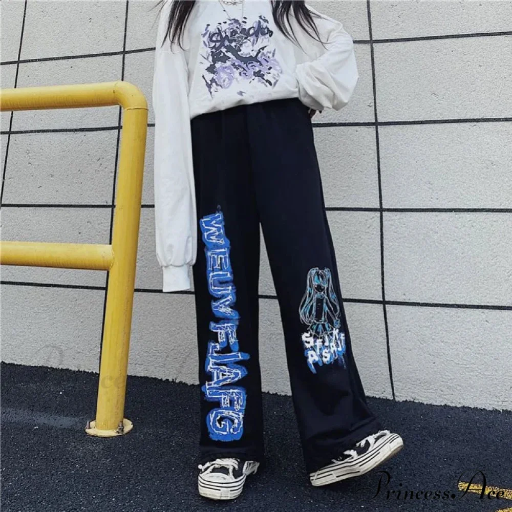 Anime Print Baggy Street Dance Trousers - Image 2