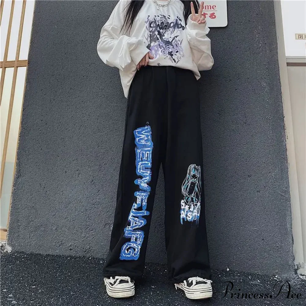 Anime Print Baggy Street Dance Trousers - Image 3