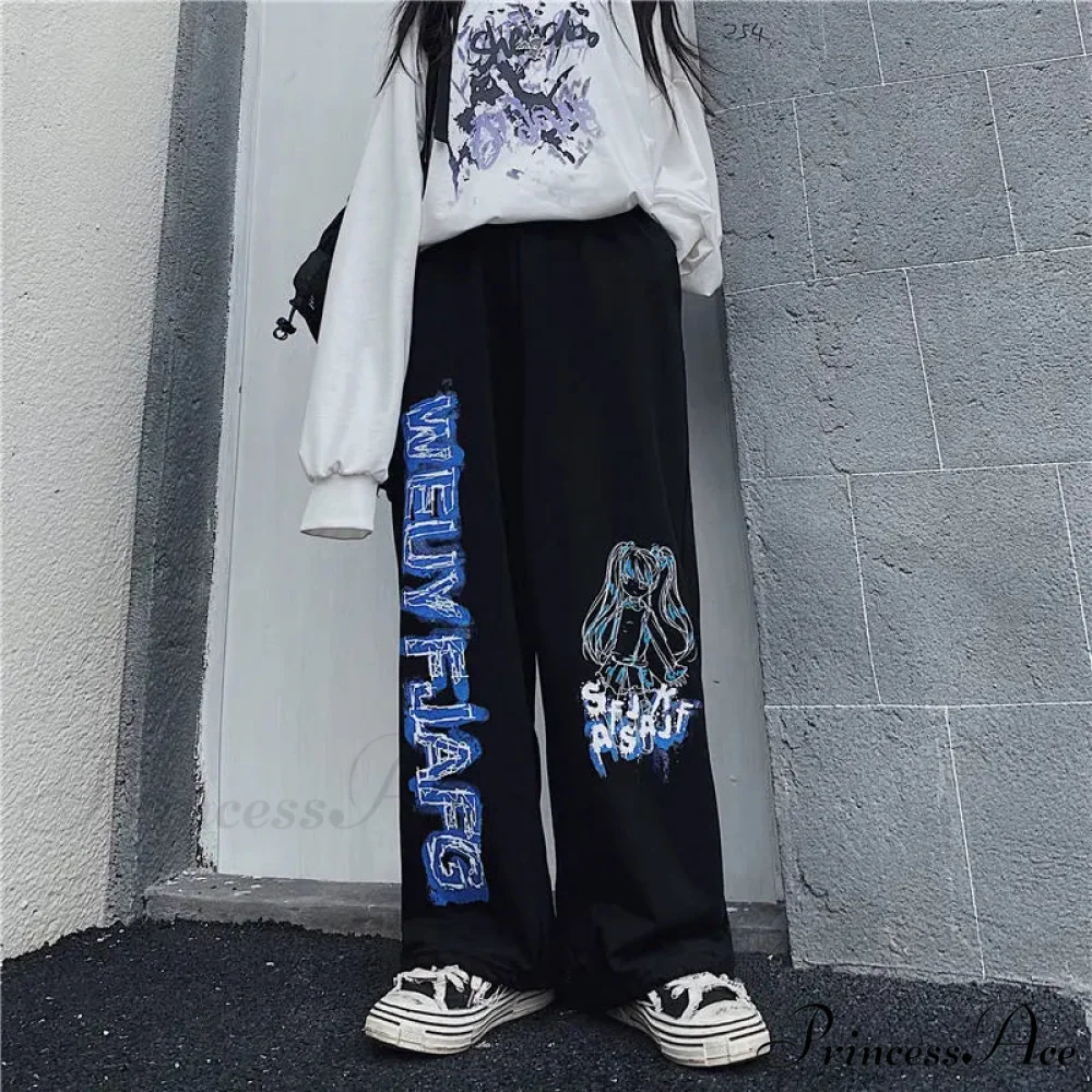 Anime Print Baggy Street Dance Trousers - Image 4