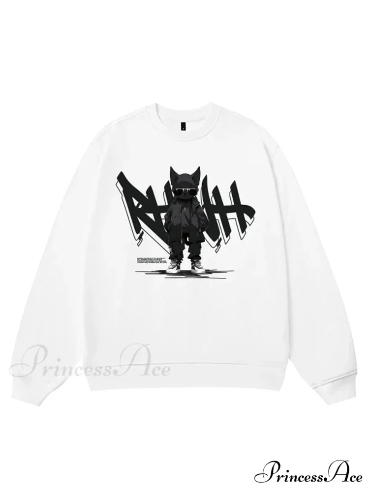 Anime Print Fleece Retro Sweatshirt - Image 5