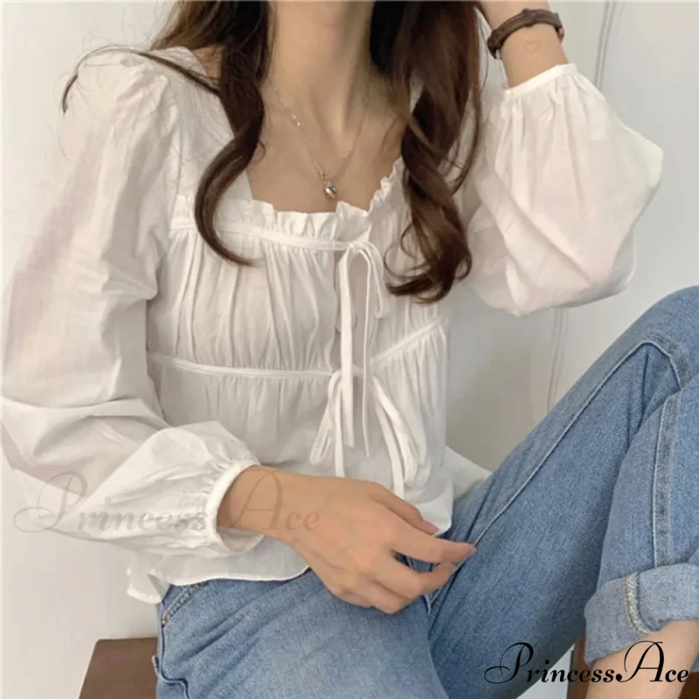 Antique Baggy Ivory Frilled Extended Sleeve Top - Image 3