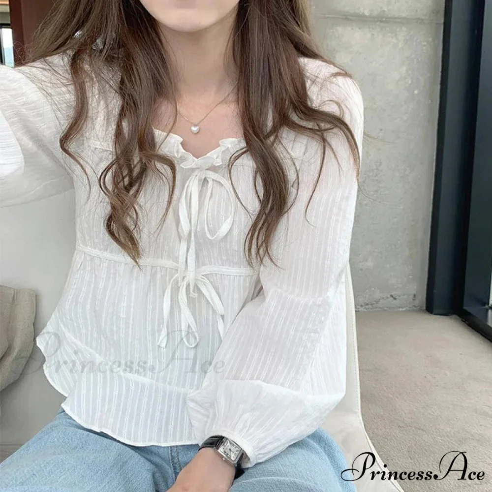 Antique Baggy Ivory Frilled Extended Sleeve Top - Image 4
