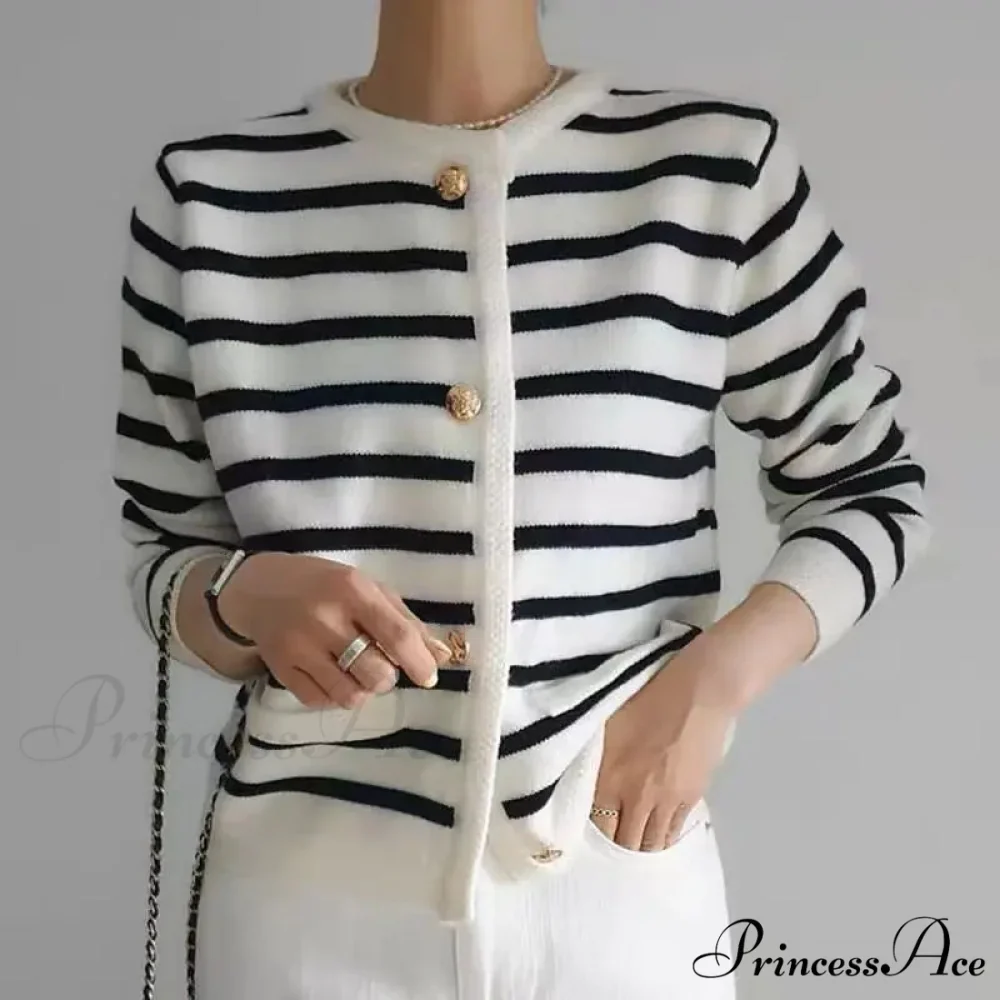 Antique Banded Baggy Knitting Plain Knit Cardigan - Image 2