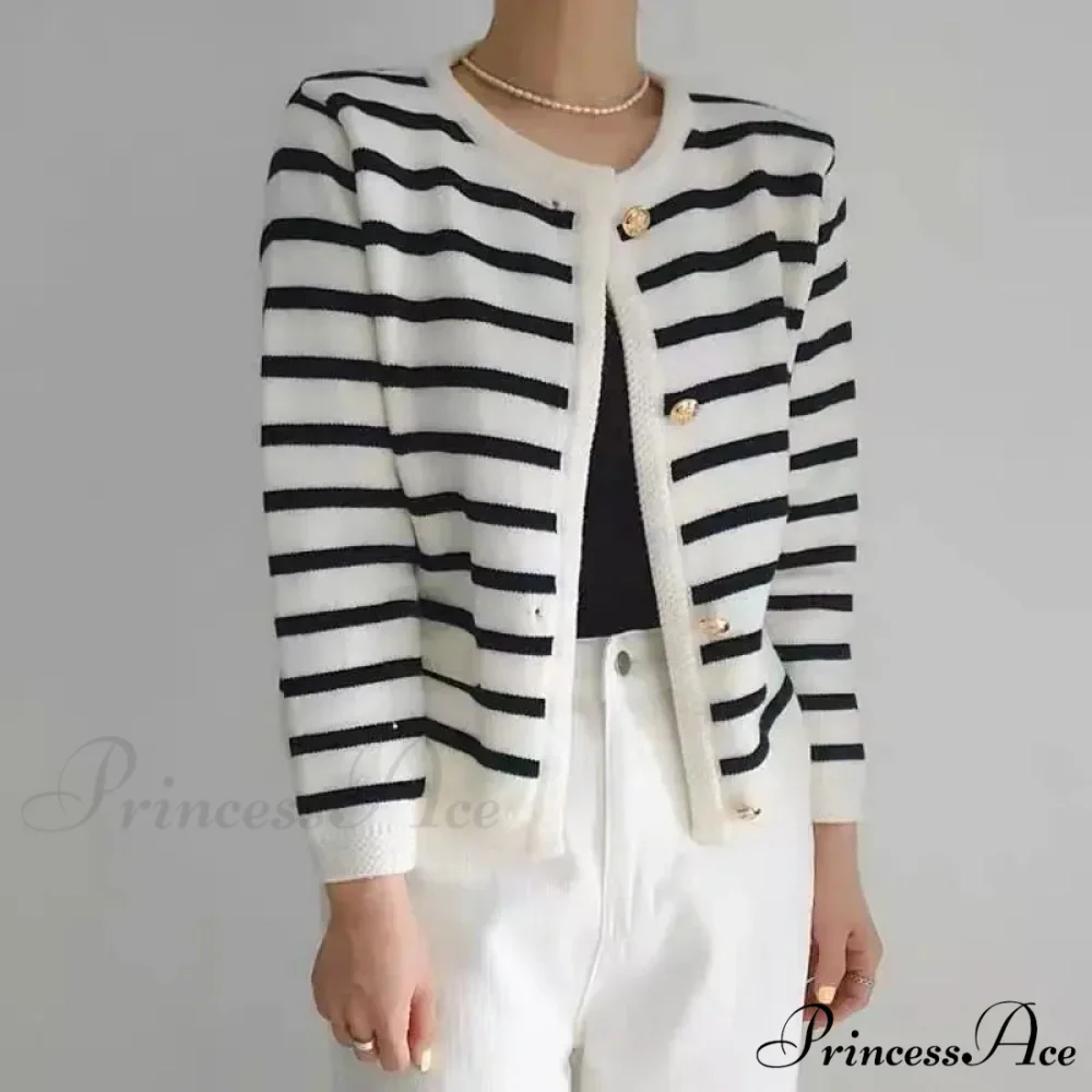 Antique Banded Baggy Knitting Plain Knit Cardigan - Image 4