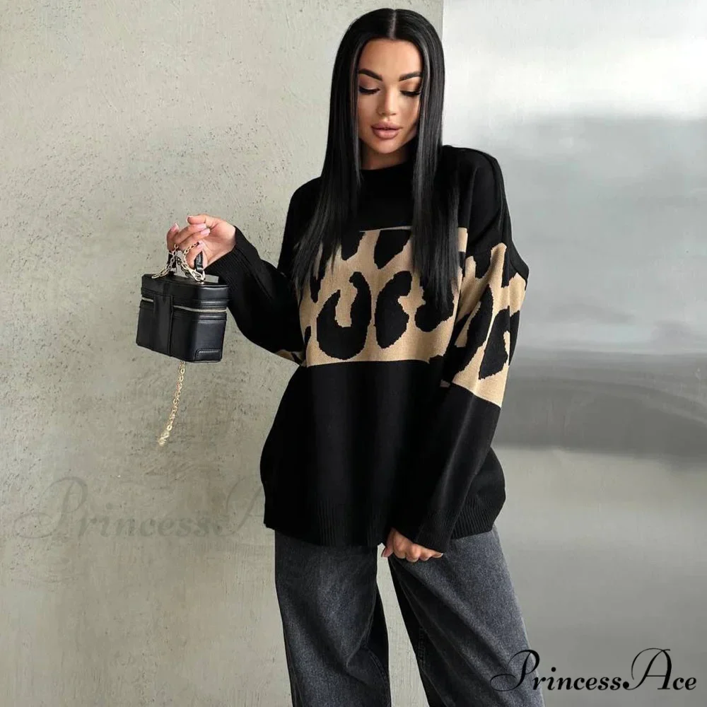 Antique Cheetah Pattern Baggy Jumbo Sweater - Image 4