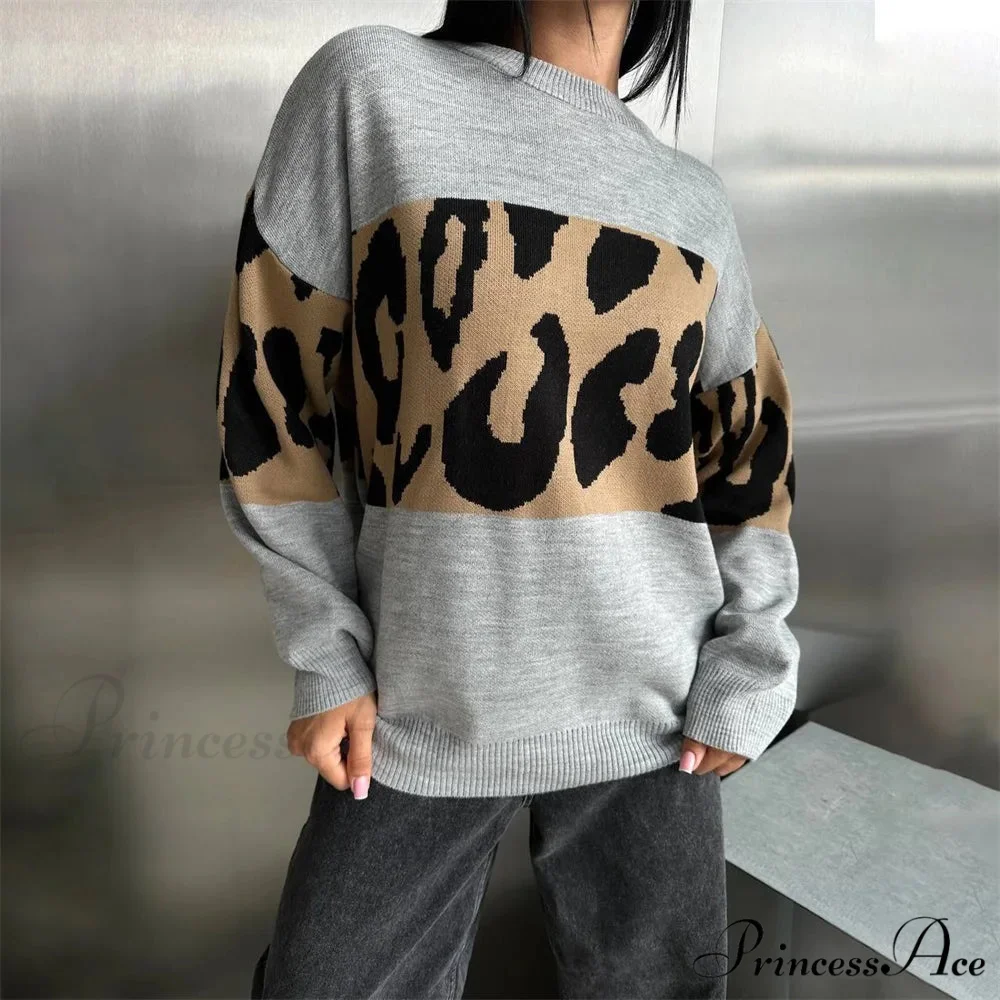 Antique Cheetah Pattern Baggy Jumbo Sweater - Image 5