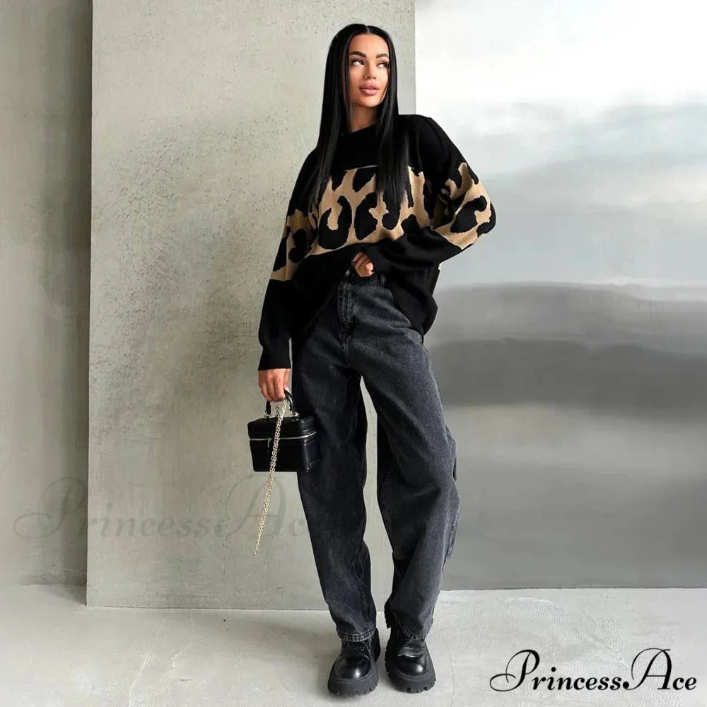 Antique Cheetah Pattern Baggy Jumbo Sweater - Image 7