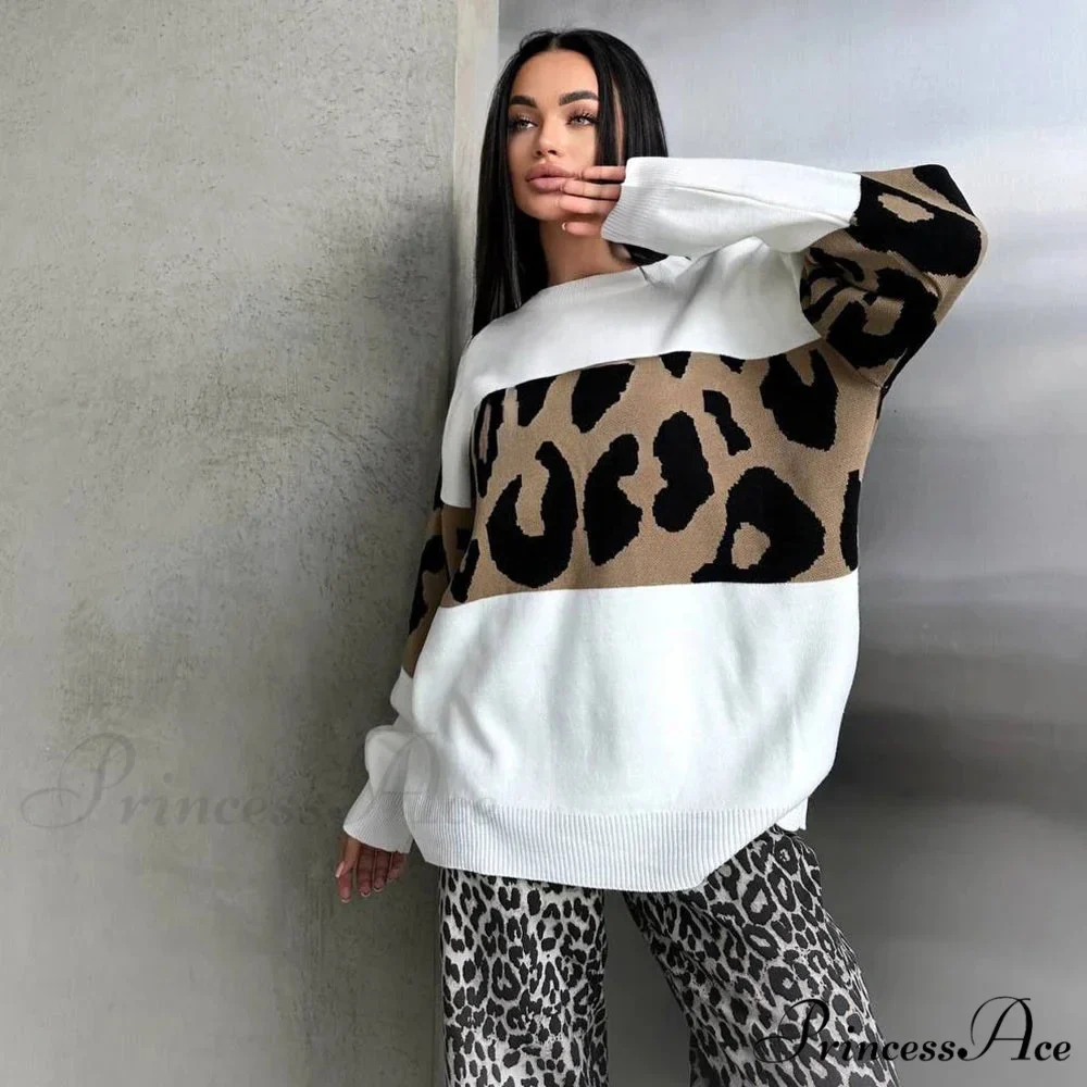 Antique Cheetah Pattern Baggy Jumbo Sweater - Image 9