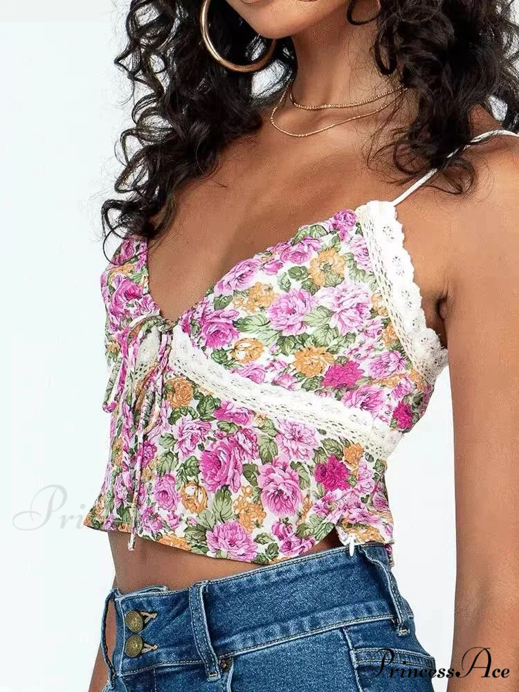 Antique Flowery Lace Midriff Top - Image 2