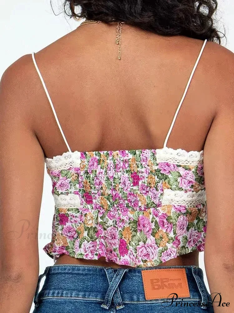 Antique Flowery Lace Midriff Top - Image 3