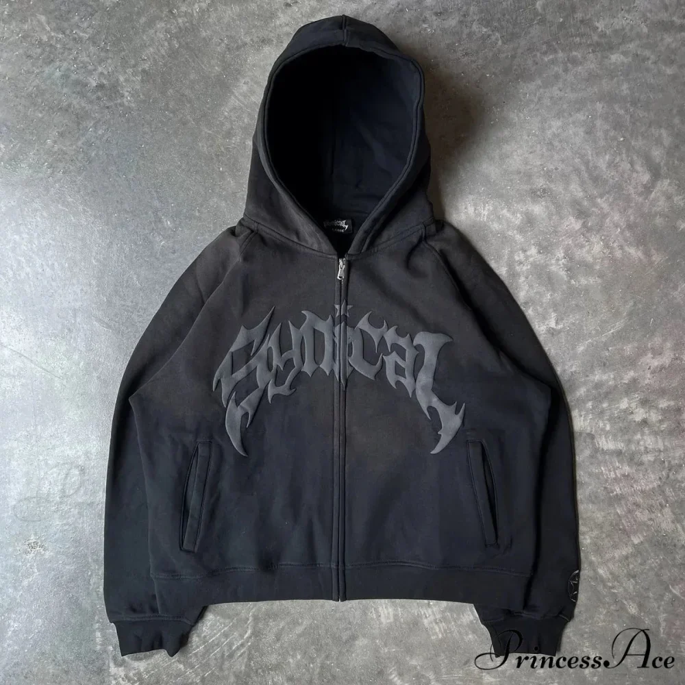 Antique Gothic Printed Zipper Hoodie - Image 2