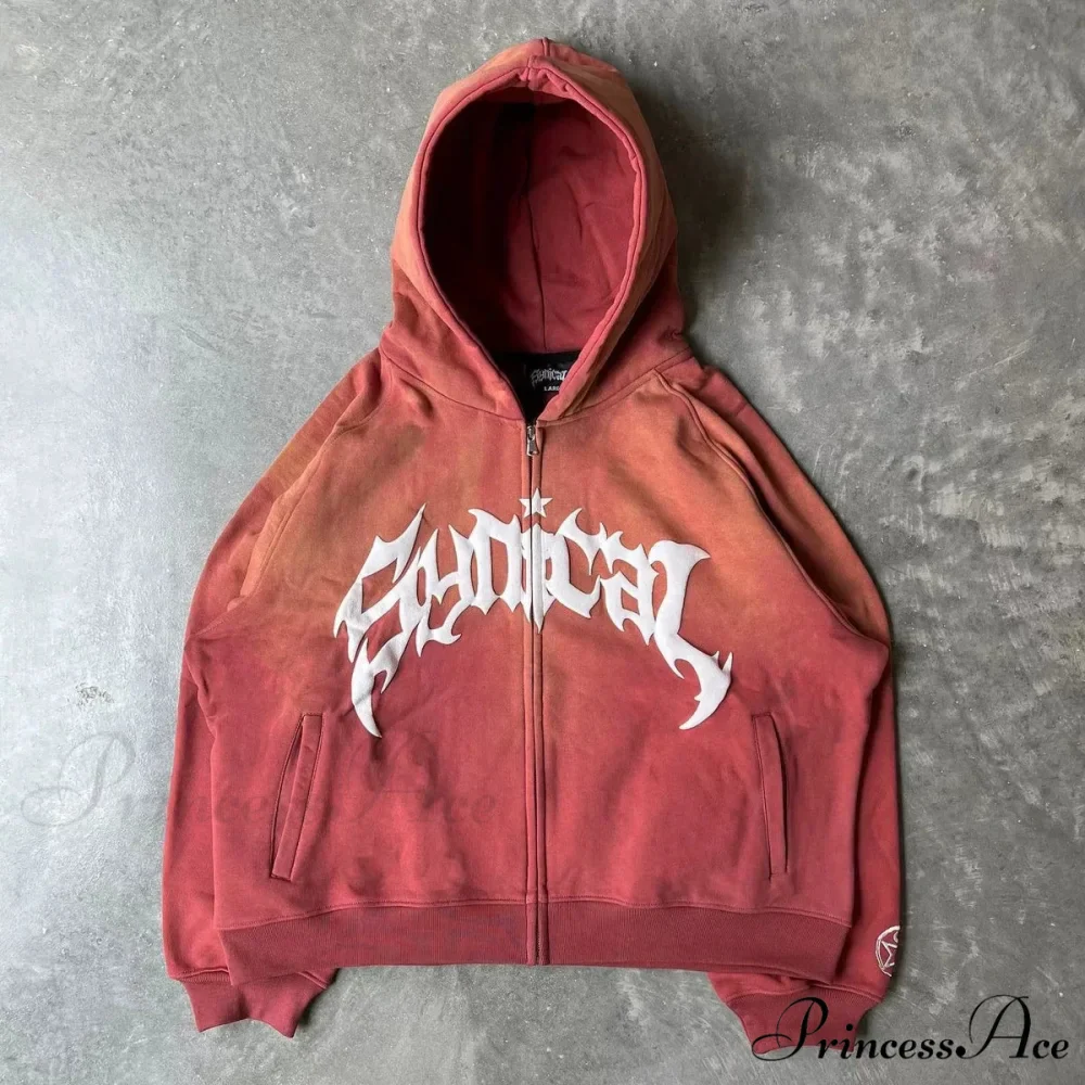 Antique Gothic Printed Zipper Hoodie - Image 3
