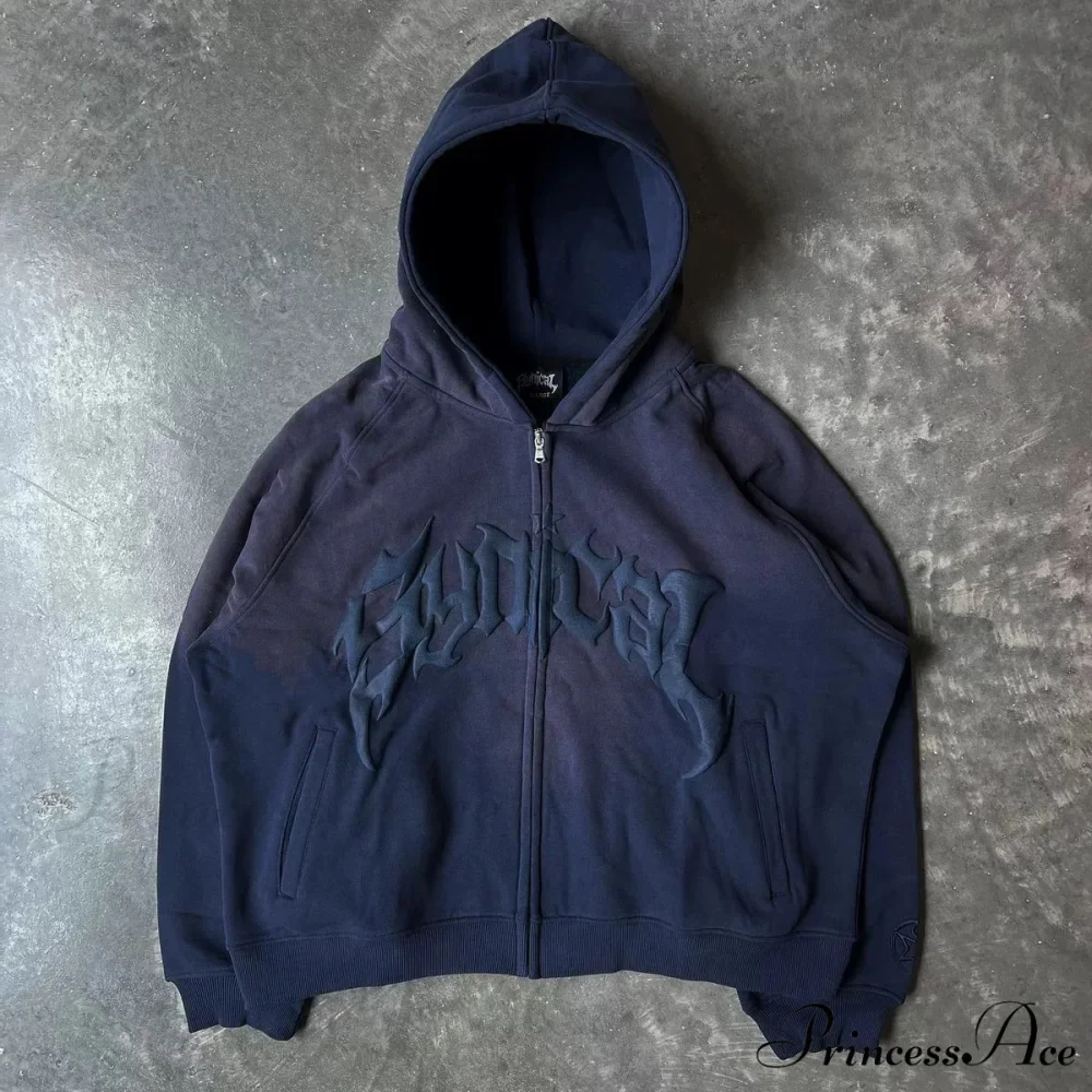Antique Gothic Printed Zipper Hoodie - Image 6