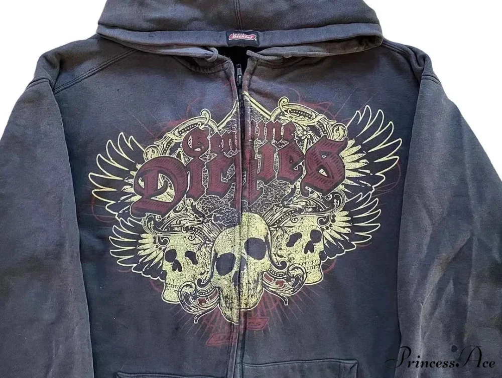 Antique Gothic Skeleton Zip Up Hoodie - Image 2