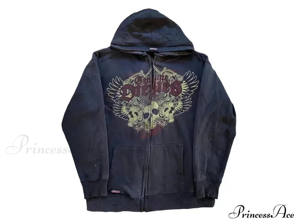 Antique Gothic Skeleton Zip Up Hoodie - Image 3