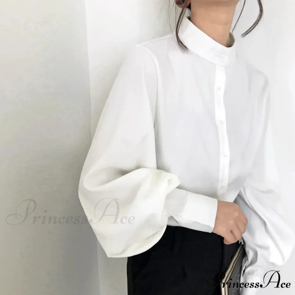 Antique Lantern Sleeve Baggy High Neck Blouse - Image 3