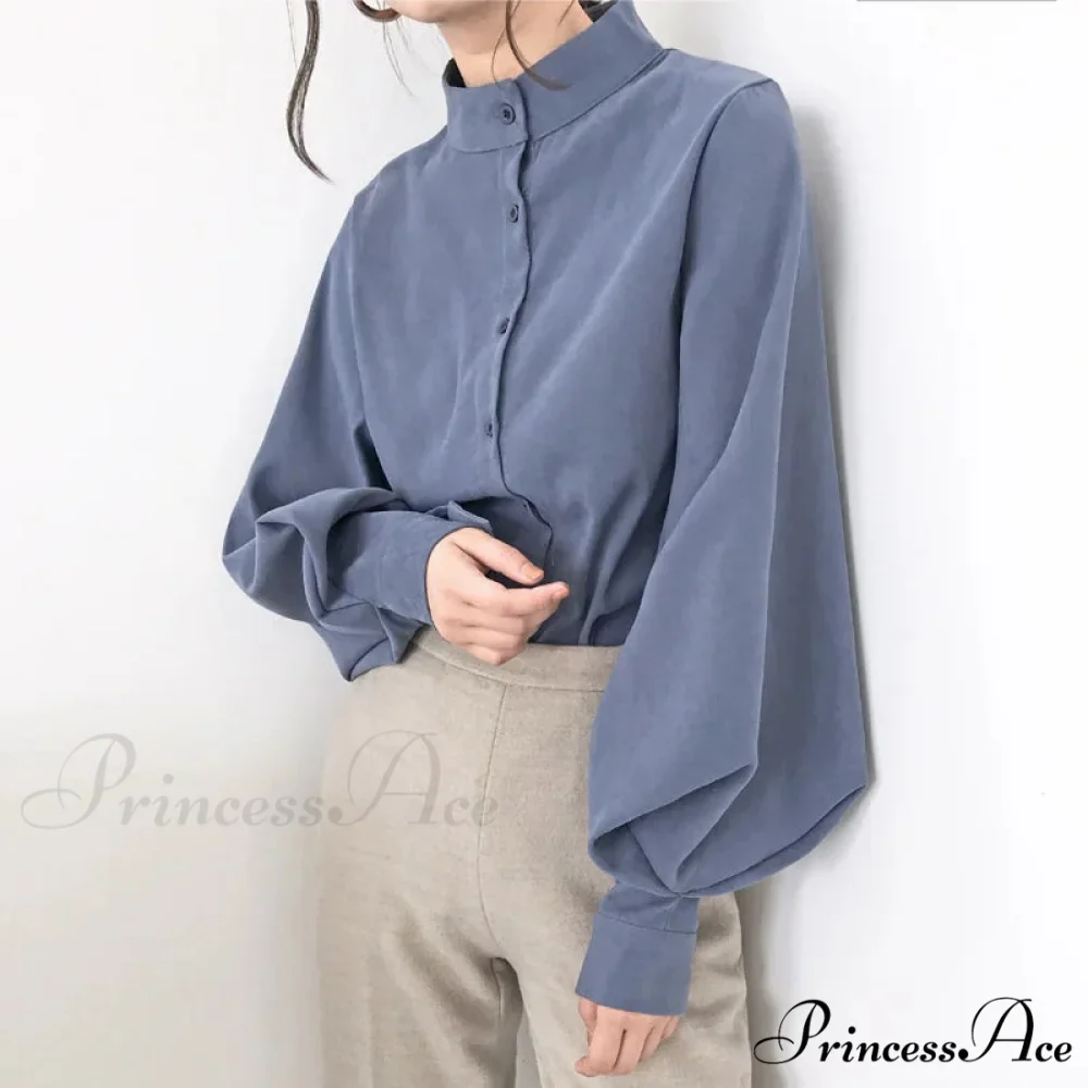 Antique Lantern Sleeve Baggy High Neck Blouse - Image 4