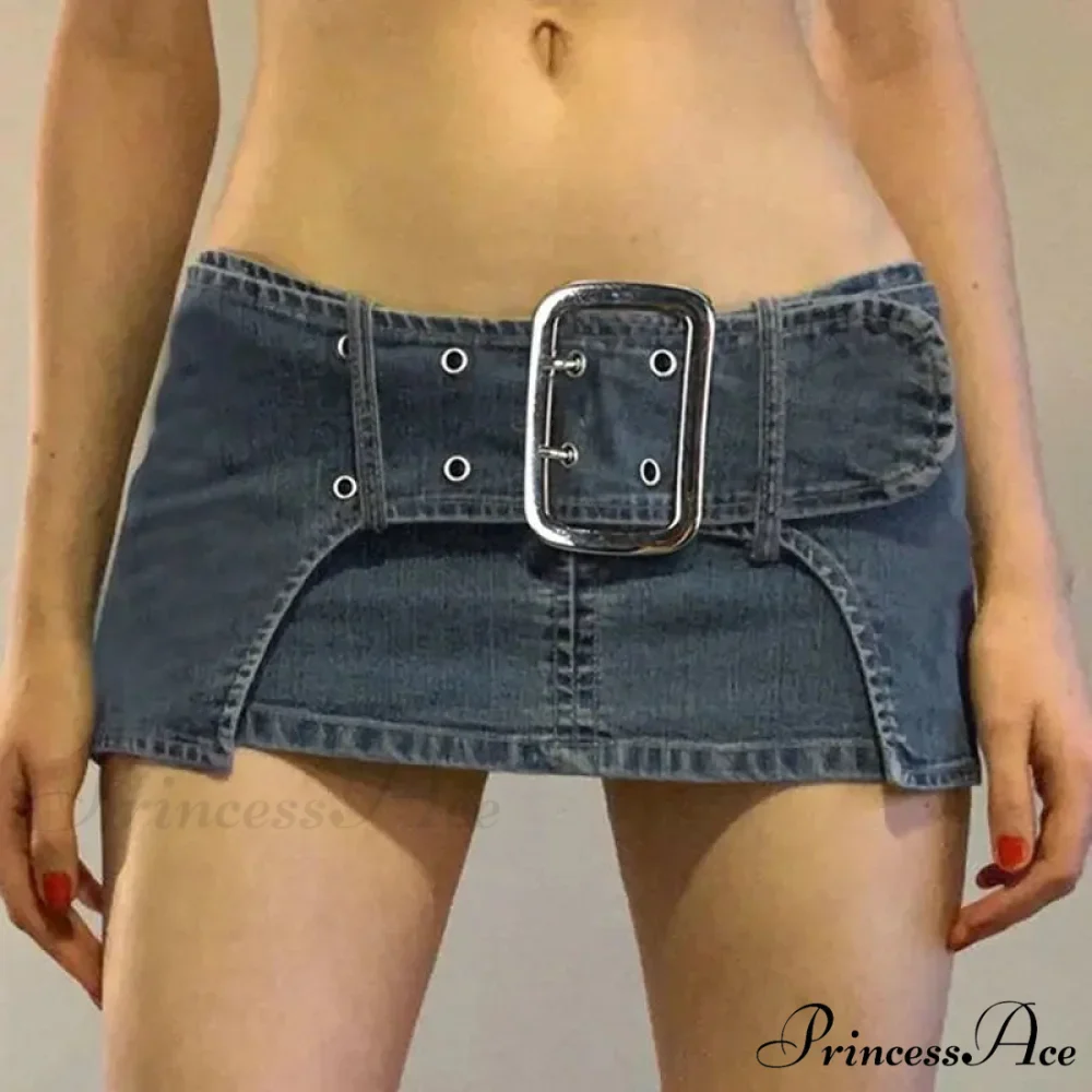 Antique Metal Clasp Denim Skirt - Image 3