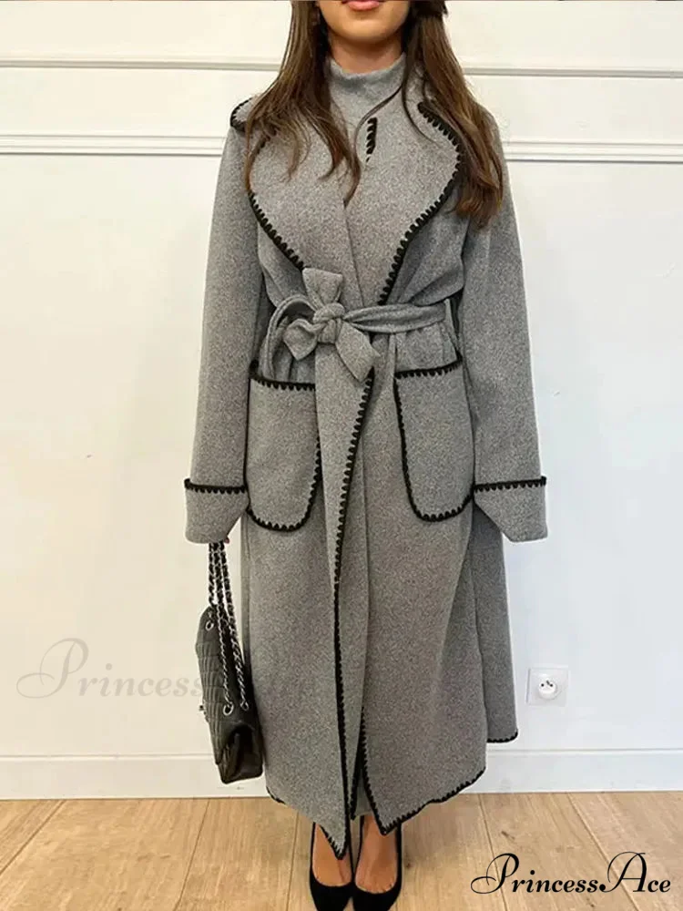 Antique Patchwork Cinched Wool Overcoat
