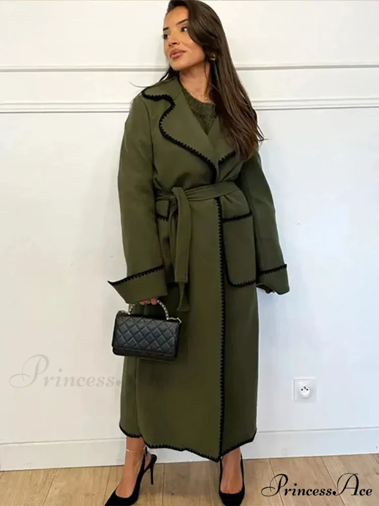 Antique Patchwork Cinched Wool Overcoat - Image 3