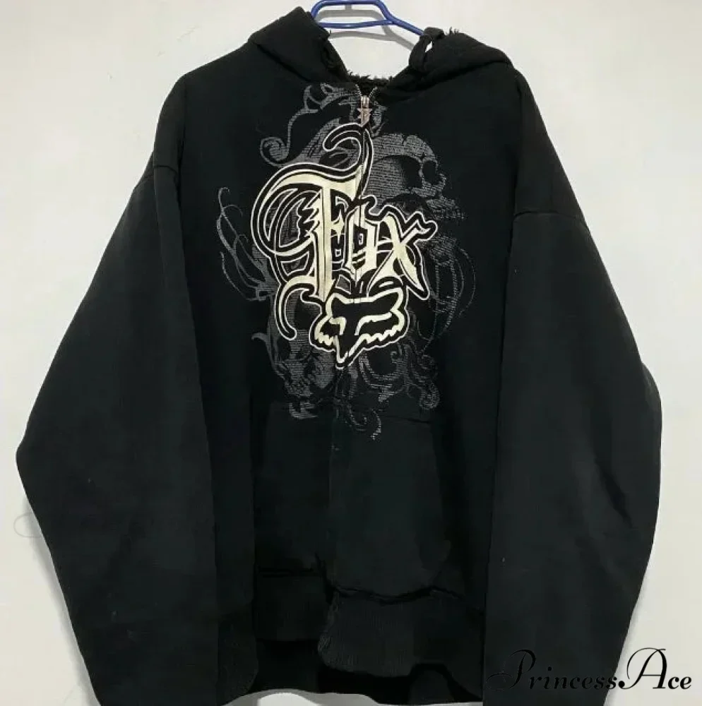 Antique Skull Flower Print Hoodie - Image 22