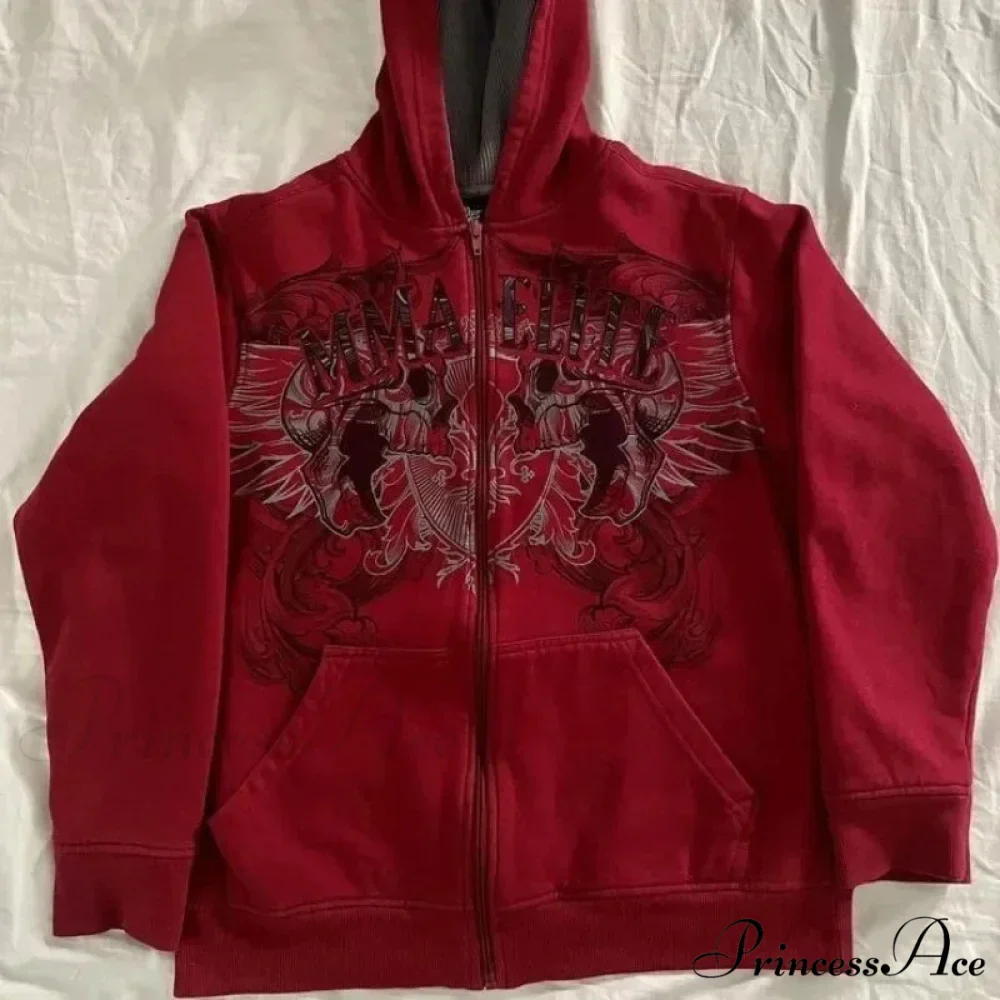 Antique Skull Wing Zip Up Hoodie - Image 4