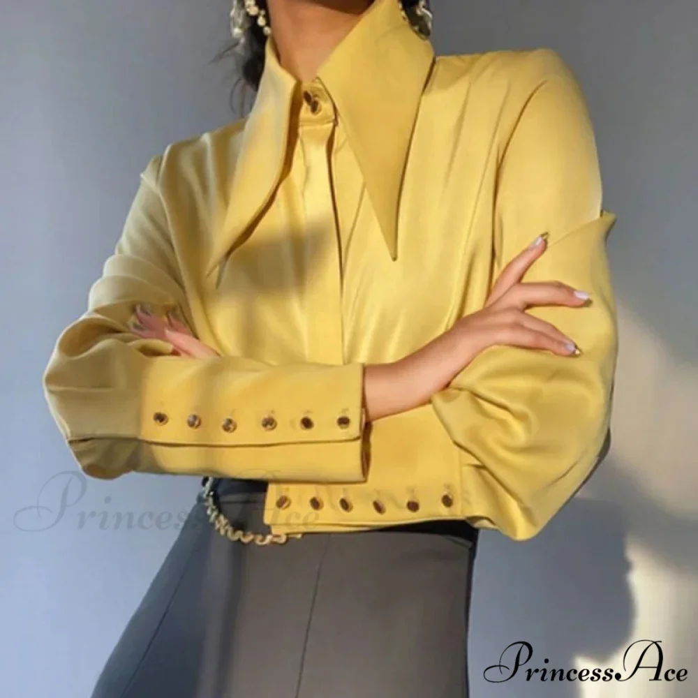 Antique Smooth Silk Fold Over Collar Shirt - Image 4