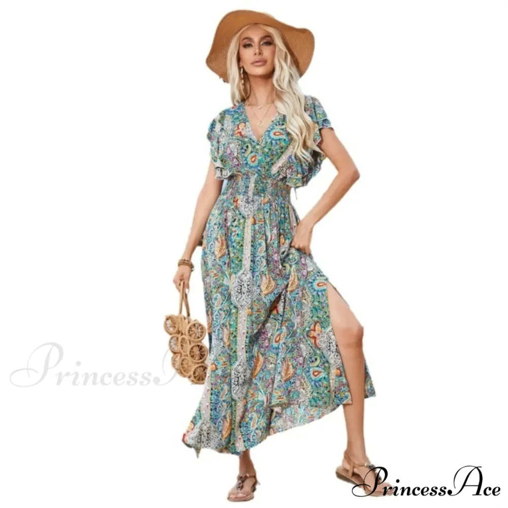Antique Tie Up Flowery Seaside Dress - Image 5