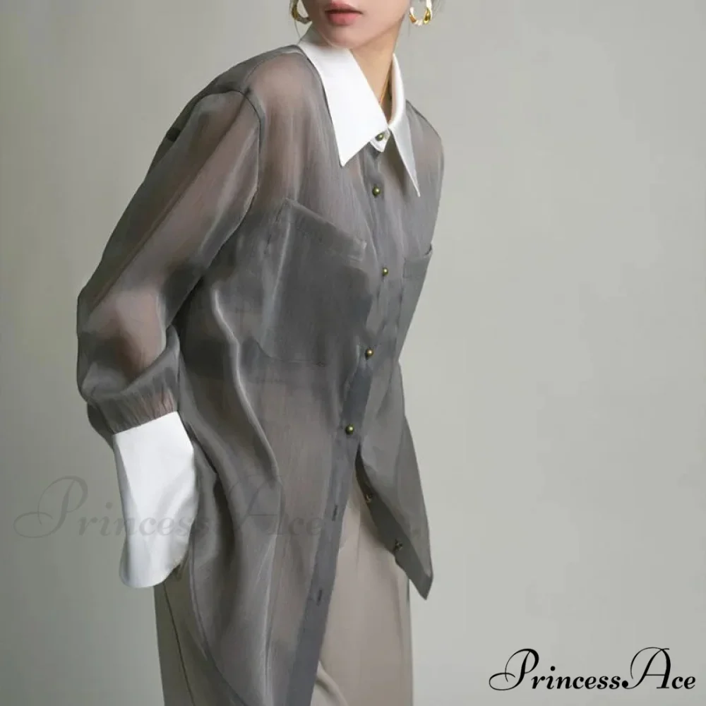 Antique Transparent Long Sleeve Sun-Resistant Top - Image 4