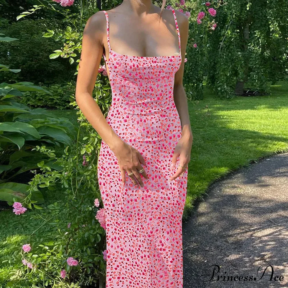 Attractive Backless Flattering Seaside Floral Dress - Image 2