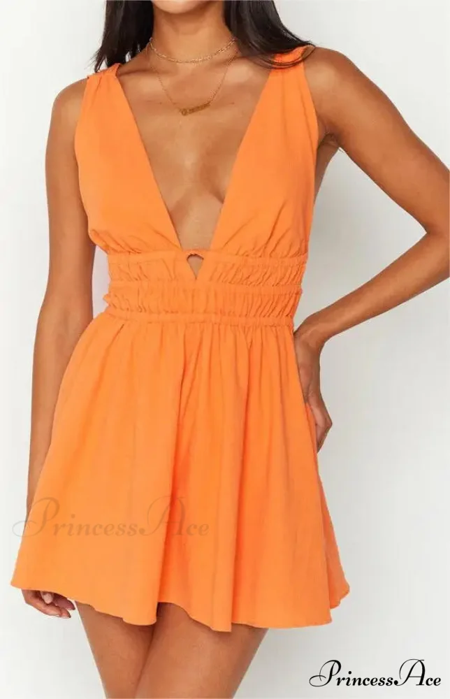 Attractive Backless Plunging Neckline Flower Pattern Mini Floral Dress - Image 9